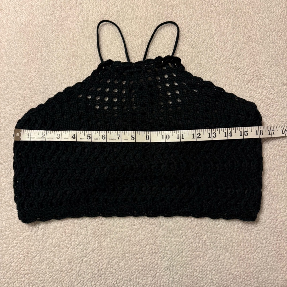 VICI Black Ivie Crochet Two-Piece Halter Crop Top Midi Skirt Set - Picture 5 of 16